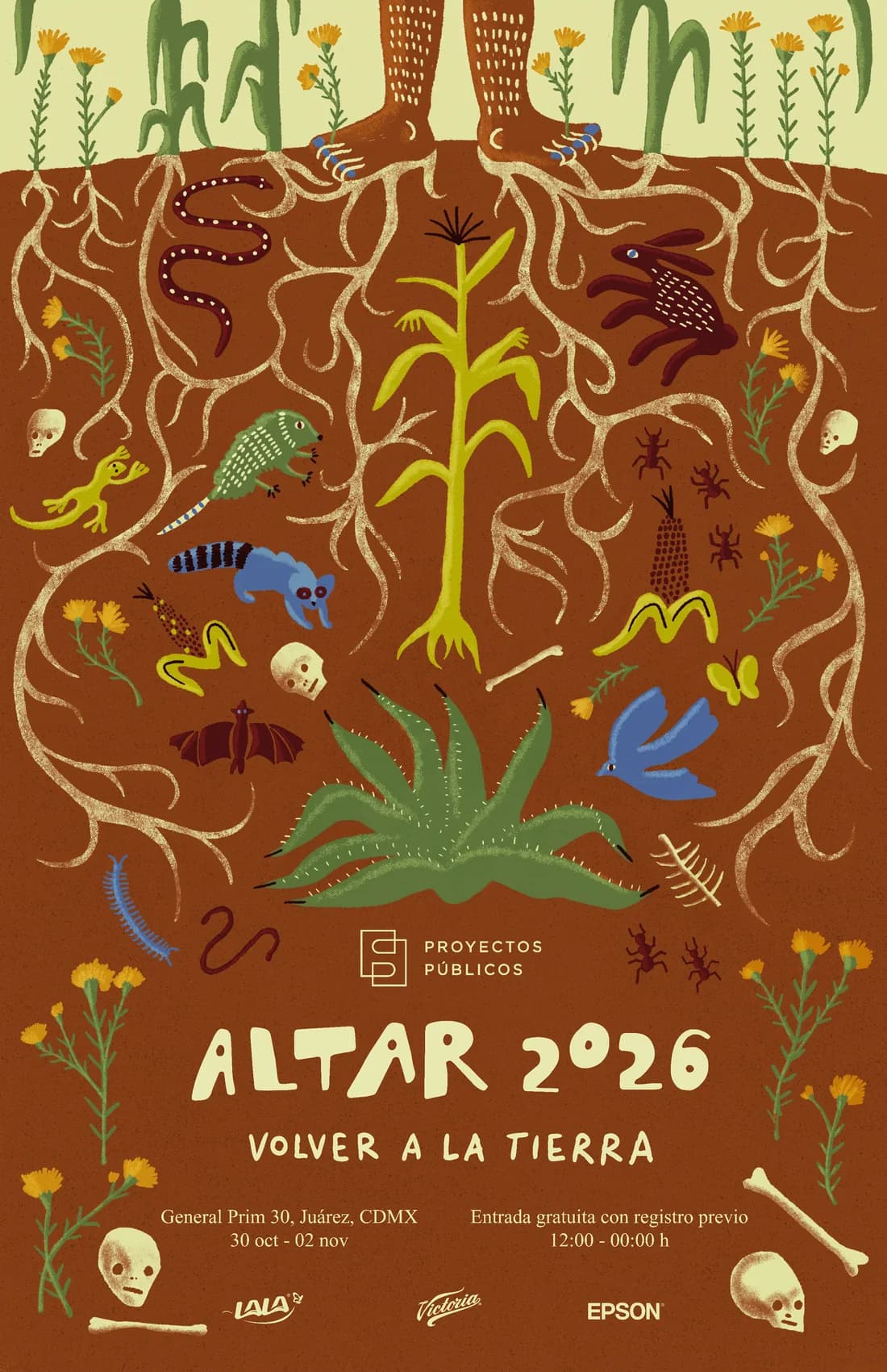 Cartel ilustrado oficial Altar 2026, volver a la tierra